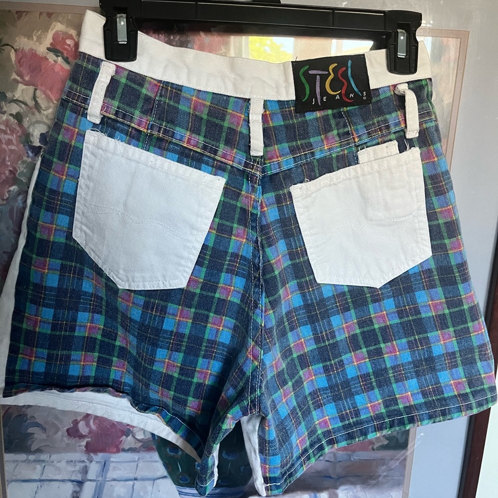 Vintage 90’s Steel Jeans multicolor high waisted shorts size 7